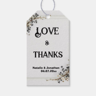 Modern Botanical Black& White Wedding Thank You Gift Tags