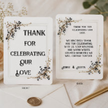 Modern Botanical Black&White wedding Thankyou Card