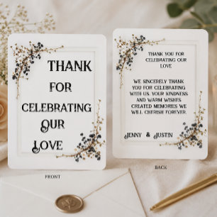 Modern Botanical Black&White wedding Thankyou Card