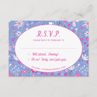 Modern Botanical Blue Wildflower Floral R.S.V.P. Enclosure Card