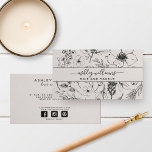 Modern Botanical Blush and Black Name Script Type Business Card<br><div class="desc">This modern botanical blush and black horizontal business card features a beautiful hand drawn black floral design over a blush background, and overlaid with a black bordered blush rectangle featuring your name on a text banner in hand lettered script, followed by title or occupation. The back of the card features...</div>