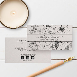 Modern Botanical Blush and Black Name Script Type Business Card
