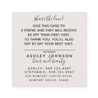 Modern Botanical Blush and Black Referral Card