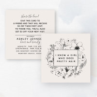 Modern Botanical Blush and Black Referral Card
