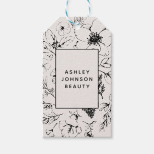 Modern Botanical Blush and Black Vertical Delivery Gift Tags