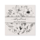 Modern Botanical Blush Black Script Name Square