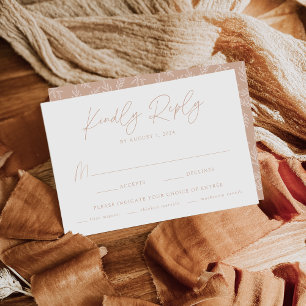 Modern Botanical Blush Meal Choice Wedding RSVP Card