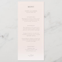Modern Botanical Blush Pink Wedding Menu