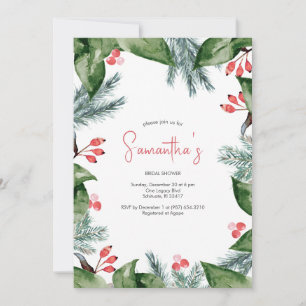 Modern Botanical Boarder Christmas Bridal Shower I Invitation