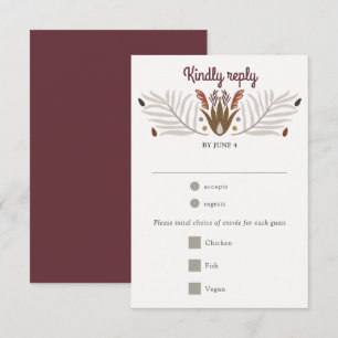 Modern Botanical Boho Meal Choice Wedding RSVP