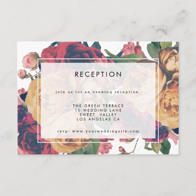 Modern Botanical Boho Wedding Reception Enclosure Card (Front)