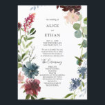 Modern Botanical Burgundy Eucalyptus Wedding Programme<br><div class="desc">Modern botanical wedding program features watercolor eucalyptus with burgundy and blue flowers.</div>