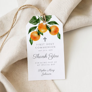 Modern Botanical Citrus Girl First Communion Gift Tags