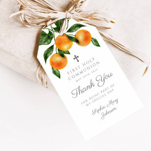 Modern Botanical Citrus Girl First Communion Gift Tags