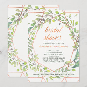 Modern Botanical   Copper Look Bridal Shower Invitation