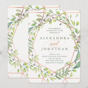 Modern Botanical   Copper Look Wedding Invitation