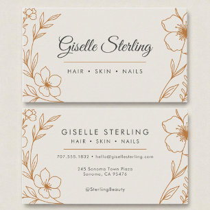 Modern Botanical Copper Taupe Name Typography Business Card