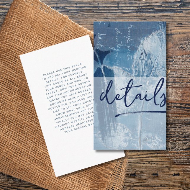 Modern Botanical Cyan Blue Wedding Details Enclosure Card (Creator Uploaded)