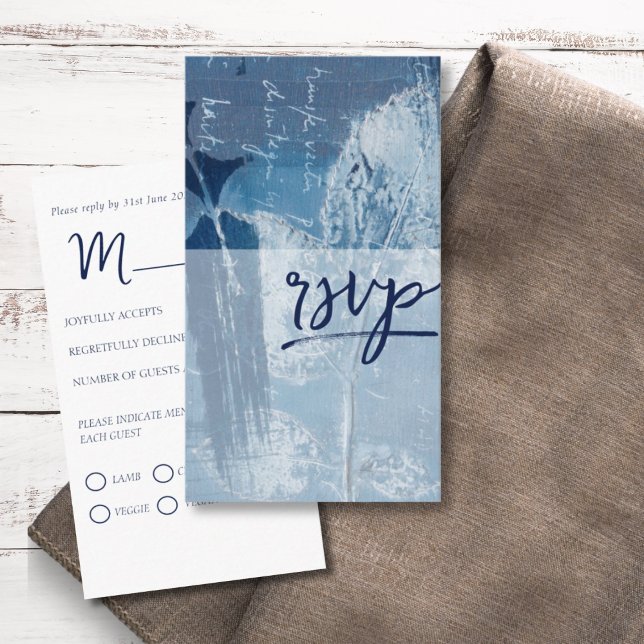 Modern Botanical Cyan Blue Wedding RSVP Enclosure Card (Creator Uploaded)