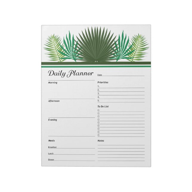 Modern Botanical Daily Planner Notepad (Rotated)