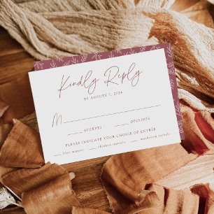 Modern Botanical Desert Rose Meal Choice Wedding RSVP Card