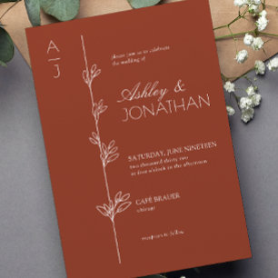 Modern Botanical Divider Auburn Wedding Invitation