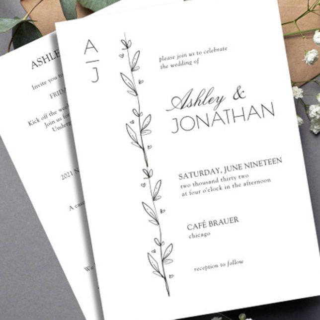 Modern Botanical Divider Wedding All-in-One Invitation (Creator Uploaded)