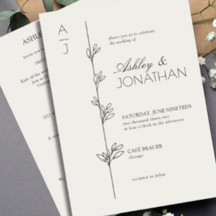 Modern Botanical Divider Wedding Bone All-in-One Invitation