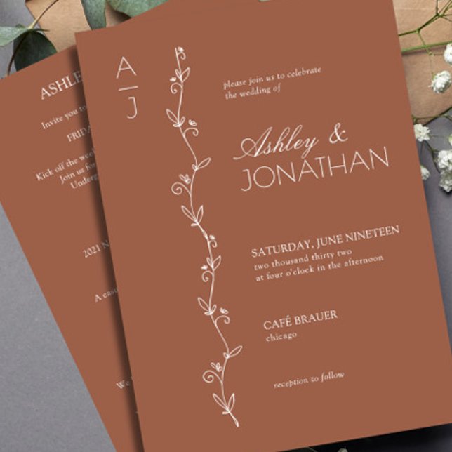 Modern Botanical Divider Wedding Clay All-in-One Invitation (Creator Uploaded)