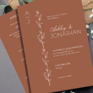 Modern Botanical Divider Wedding Clay All-in-One Invitation