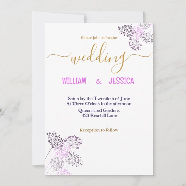 Modern botanical drawing Wedding Invitation (Front)