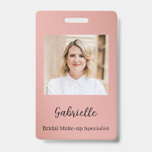 Modern Botanical Dusty Rose Boho Photo ID Badge