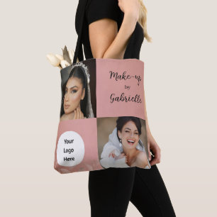 Modern Botanical Dusty Rose Boho Photo Script Logo Tote Bag