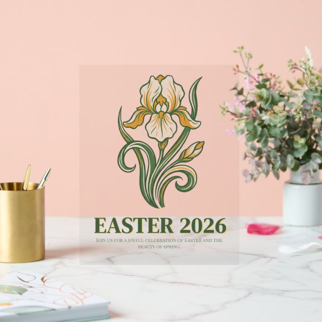 Modern Botanical Easter Blessings Acrylic Sign (Wedding)