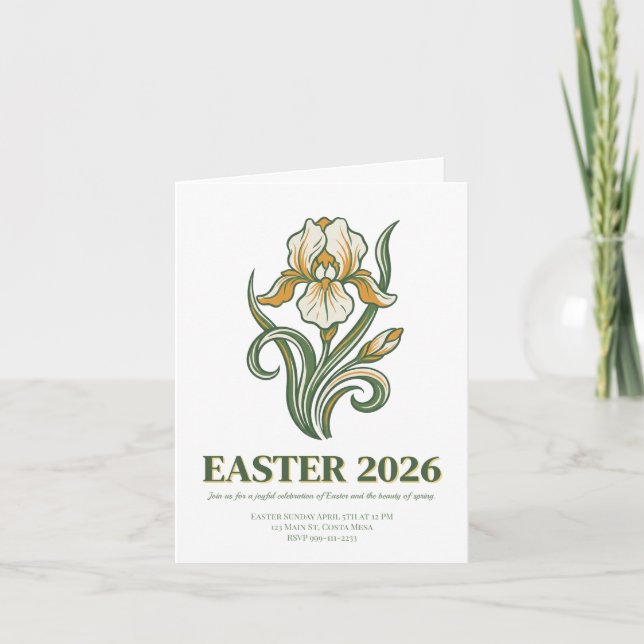Modern Botanical Easter Blessings Invitation (Front)