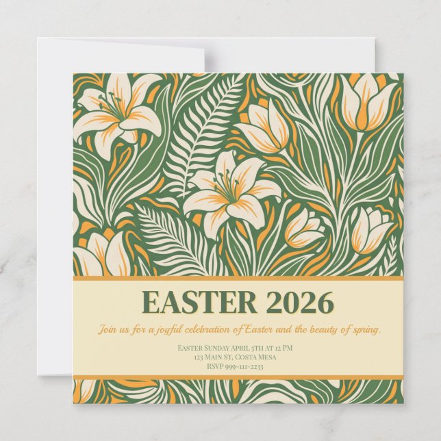 Modern Botanical Easter Blessings Magnetic Invitation (Front)