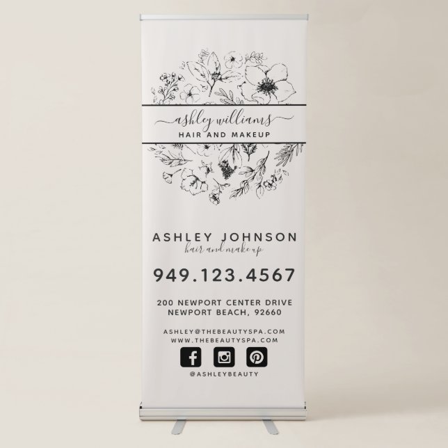 Modern Botanical Editable Colour Business Retracta Retractable Banner (Front)