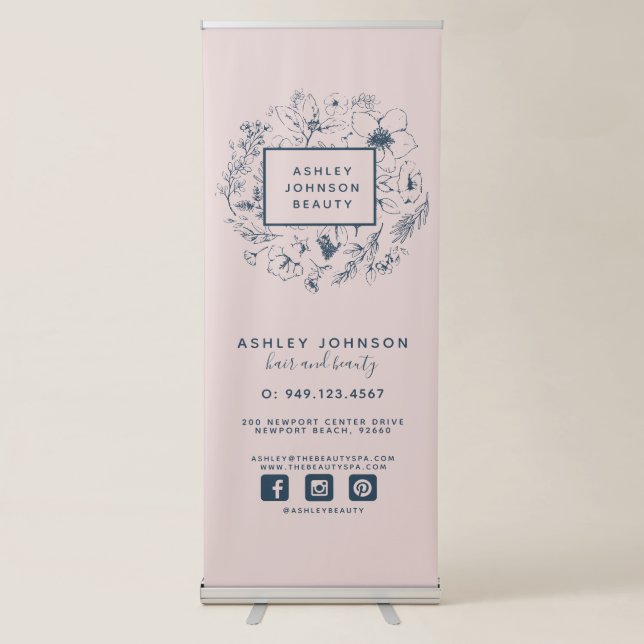 Modern Botanical Editable Colour Business Retractable Banner (Front)