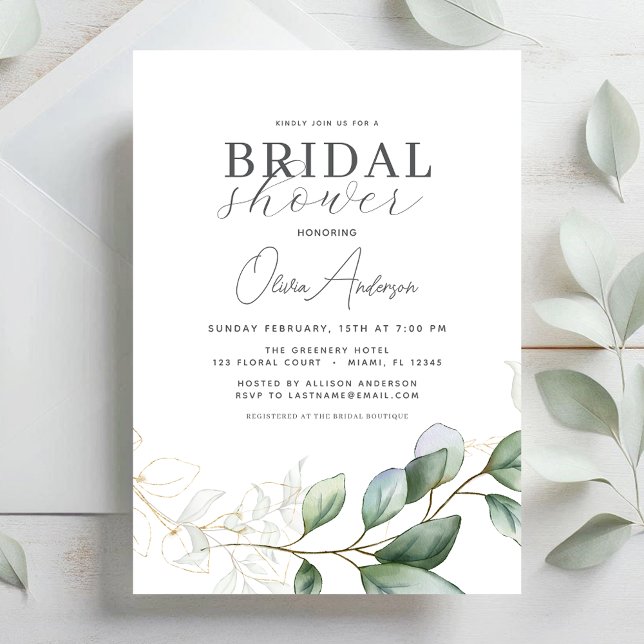 Modern Botanical Eucalyptus Boho Bridal Shower Invitation (Creator Uploaded)
