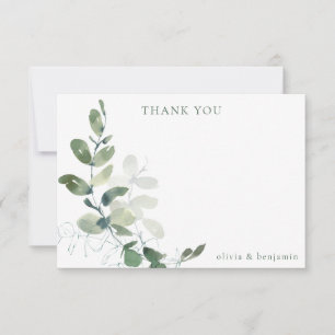 Modern Botanical Eucalyptus Custom Wedding  Thank You Card