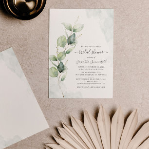Modern Botanical Eucalyptus Foliage Bridal Shower Invitation