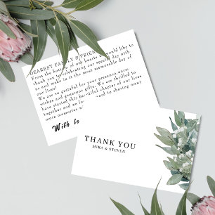 Modern botanical eucalyptus greenery wedding  thank you card
