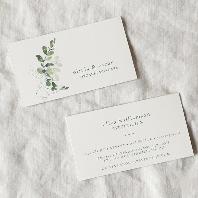Modern Botanical Eucalyptus Minimalist Beauty Business Card (Creator Uploaded)