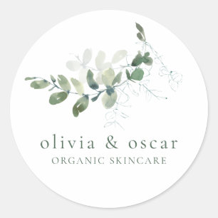 Modern Botanical Eucalyptus Minimalist Business Classic Round Sticker