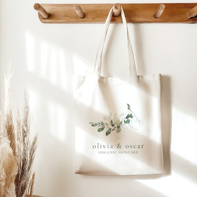 Modern Botanical Eucalyptus Minimalist Business Tote Bag (Creator Uploaded)
