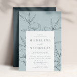 Modern Botanical Floral Blue & Slate Navy Wedding Invitation<br><div class="desc">Elegant,  modern wedding invitations featuring your wedding details in slate navy with hand-drawn line art floral drawings against a speckled blue background. The invite reverses to a solid slate navy background or colour of your choice. Designed to coordinate with our Modern Botanical Floral wedding collection.</div>