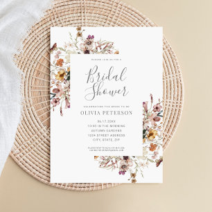 Modern Botanical Floral Bridal Shower Invitation