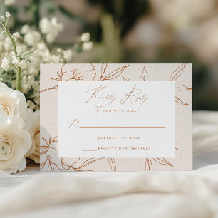 Modern Botanical Floral Cream & Terracotta Brown RSVP Card