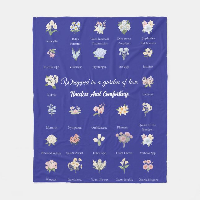 Modern Botanical Floral Fleece Blanket (Front)