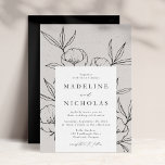 Modern Botanical Floral Grey & Black Wedding Invitation<br><div class="desc">Elegant,  modern wedding invitations featuring your wedding details in black with hand-drawn line art floral drawings against a speckled grey background. The invite reverses to a solid charcoal black background or colour of your choice. Designed to coordinate with our Modern Botanical Floral wedding collection.</div>